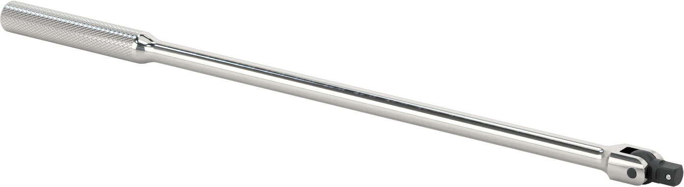 Esnek Başlıklı Anahtar Sapı, 1/2" Kare Tahrik, 24" Toplam Uzunluk, Krom Kaplama