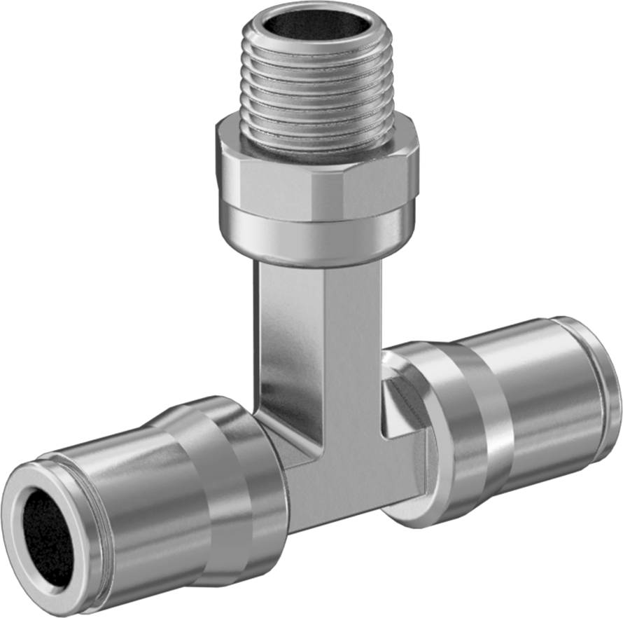 Hava ve Su için Bas-Bağlan Boru Bağlantı Parçası, Yüksek Sıcaklık, Hat Üstü T Adaptörü, 1/4" Boru x 1/8 NPT Erkek