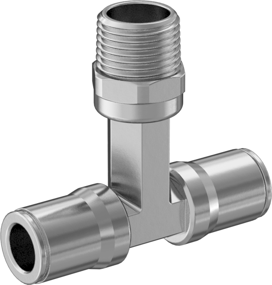 Hava ve Su için Bas-Bağlan Boru Bağlantı Parçası, Yüksek Sıcaklık, Hat Üstü T Adaptörü, 3/8" Boru x 3/8 NPT Erkek