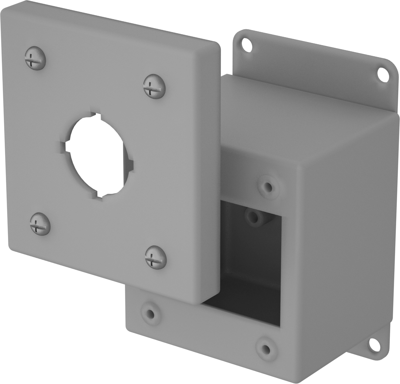 Toz Geçirmez Basmalı Düğme Muhafazası, 30 mm için çıkarılabilir kapaklı, 1 Delik, 3-1/2" x 3-1/4"