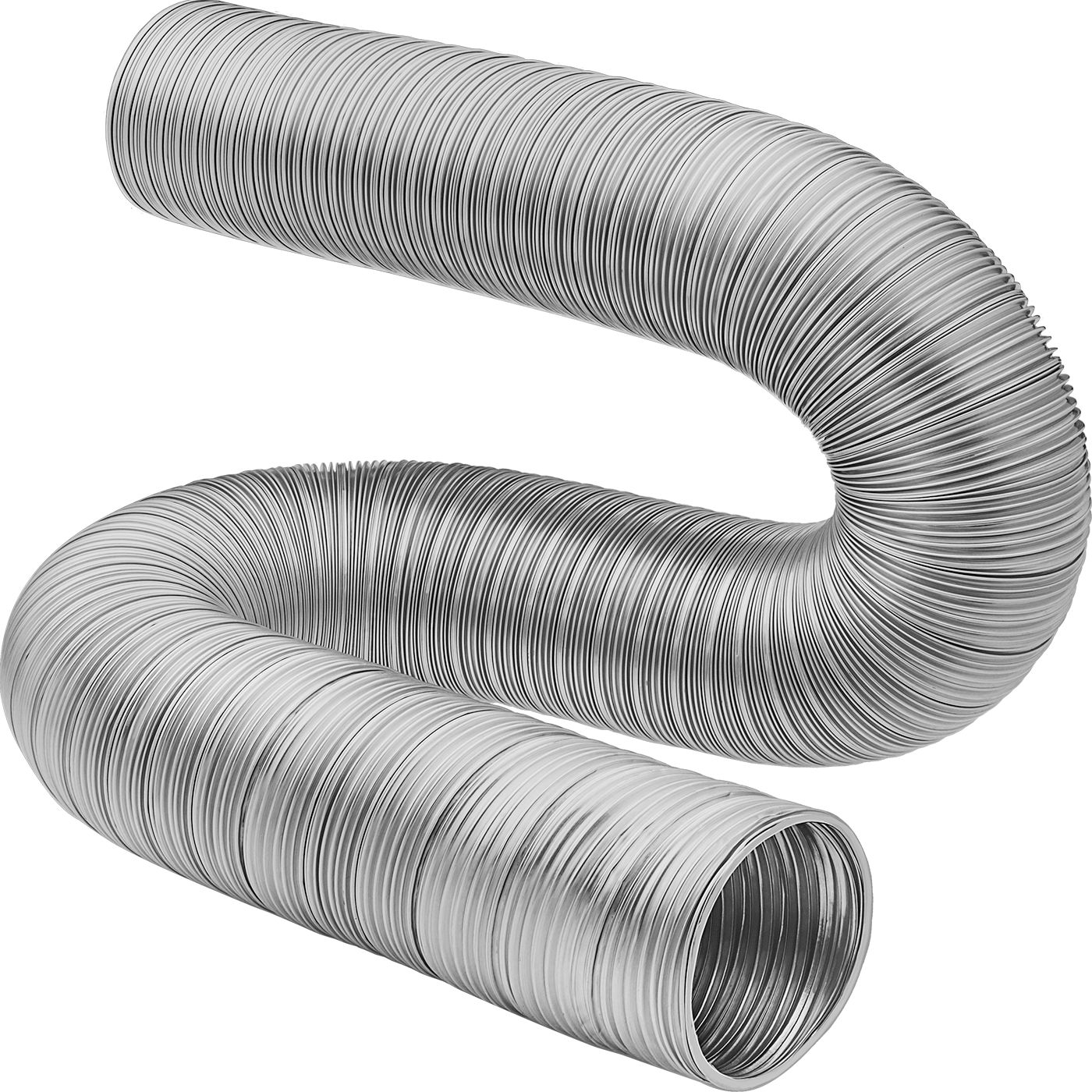 Ağaç Yongaları ve Plastik Peletler için Alüminyum Kanal Hortumu, Bend-and-Stay, 5" ID, 5-3/8" OD