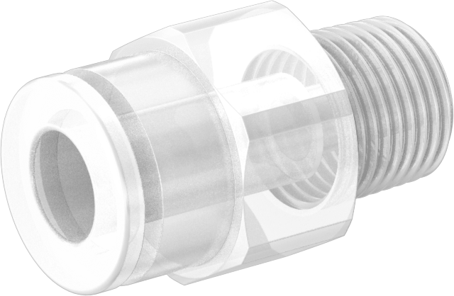 Plastik Boru için İt-Bağlan Bağlantı Elemanı, Yüksek Saflık, Adaptör, 1/4" Boru Dış Çapı x 1/8 BSPT Erkek için