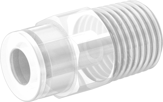 Plastik Boru için İt-Bağlan Bağlantı Elemanı, Yüksek Saflık, Adaptör, 1/4" Boru Dış Çapı x 1/4 BSPT Erkek için