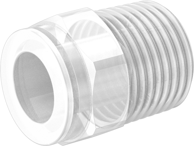 Plastik Boru için İt-Bağlan Bağlantı Elemanı, Yüksek Saflık, Adaptör, 1/2" Boru Dış Çapı x 1/2 BSPT Erkek için