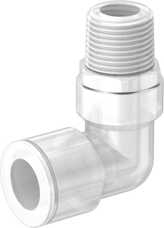 Plastik Boru için İt-Bağlan Bağlantı Elemanı, Yüksek Saflık, Dirsek, 1/2" Boru Dış Çapı x 3/8 BSPT Erkek için