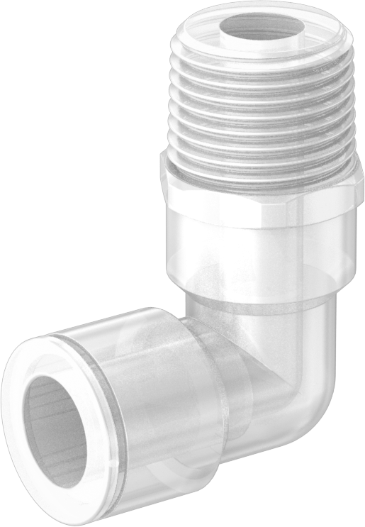 Plastik Boru için İt-Bağlan Bağlantı Elemanı, Yüksek Saflık, Dirsek, 1/2" Boru Dış Çapı x 1/2 BSPT Erkek için