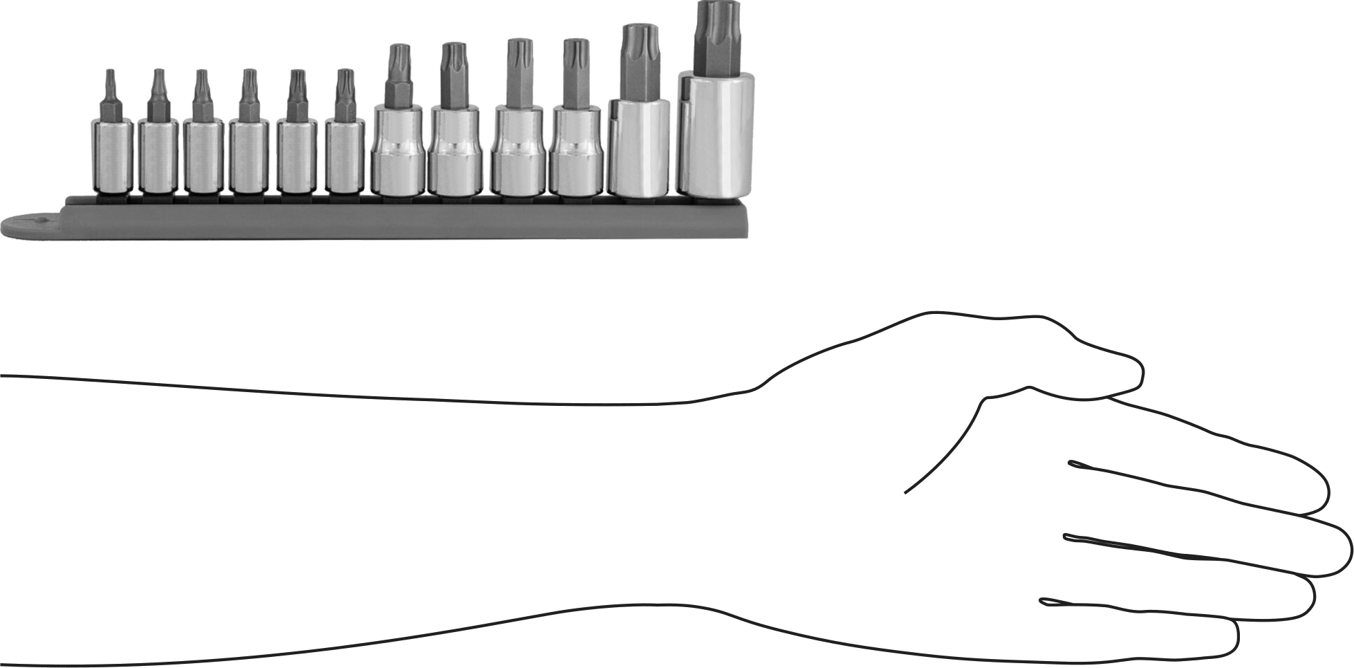 Torx Uçlu Soket Seti, 12 Parça, 1/4", 3/8“ ve 1/2” Kare Tırnak