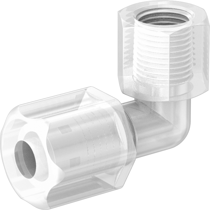 Yiyecek ve İçecek için Sıkıştırmalı Boru Bağlantı Parçası, Yüksek Sıcaklık, Dirsek, 1/4" Boru Dış Çapı x 1/8 NPT Dişi için