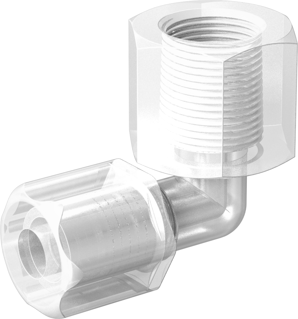 Yiyecek ve İçecek için Sıkıştırmalı Boru Bağlantı Parçası, Yüksek Sıcaklık, Dirsek, 1/4" Boru Dış Çapı x 1/4 NPT Dişi için