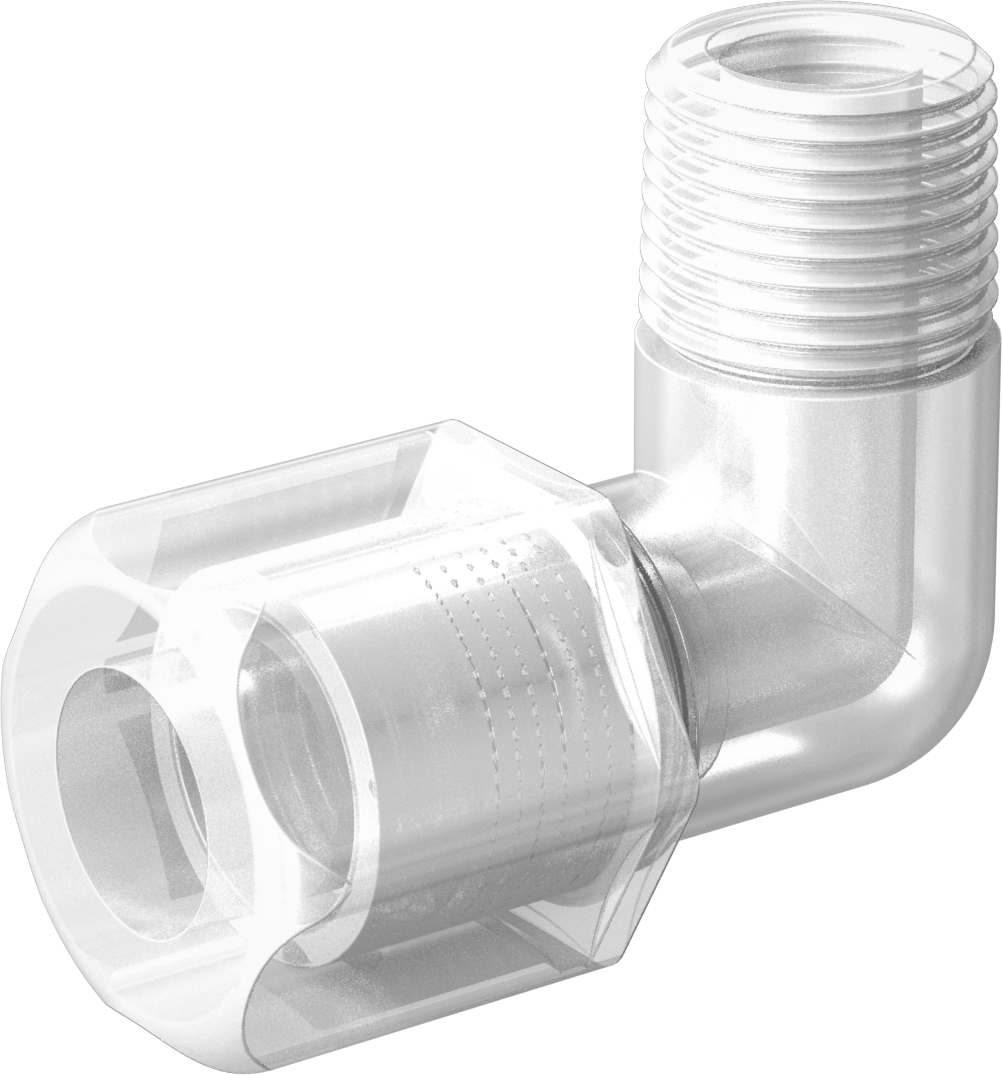 Yiyecek ve İçecek için Sıkıştırmalı Boru Bağlantı Parçası, Yüksek Sıcaklık, Dirsek, 1/2" Boru Dış Çapı x 3/8 NPT Erkek için
