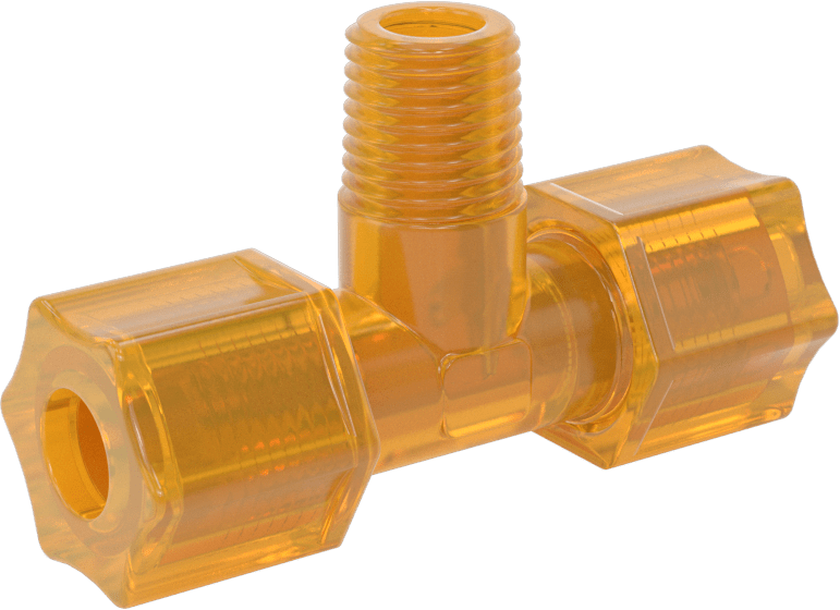 Yiyecek ve İçecek için Sıkıştırmalı Boru Bağlantı Parçası, Yüksek Sıcaklık, Hat Üstü T, 3/8" Boru Dış Çapı x 1/4 NPT Erkek için