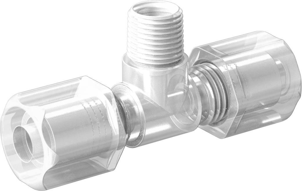 Yiyecek ve İçecek için Sıkıştırmalı Boru Bağlantı Parçası, Yüksek Sıcaklık, Hat Üstü T, 1/4" Boru Dış Çapı x 1/8 NPT Erkek için