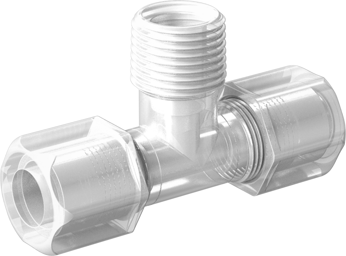 Yiyecek ve İçecek için Sıkıştırmalı Boru Bağlantı Parçası, Yüksek Sıcaklık, Hat Üstü T, 1/2" Boru Dış Çapı x 1/2 NPT Erkek için