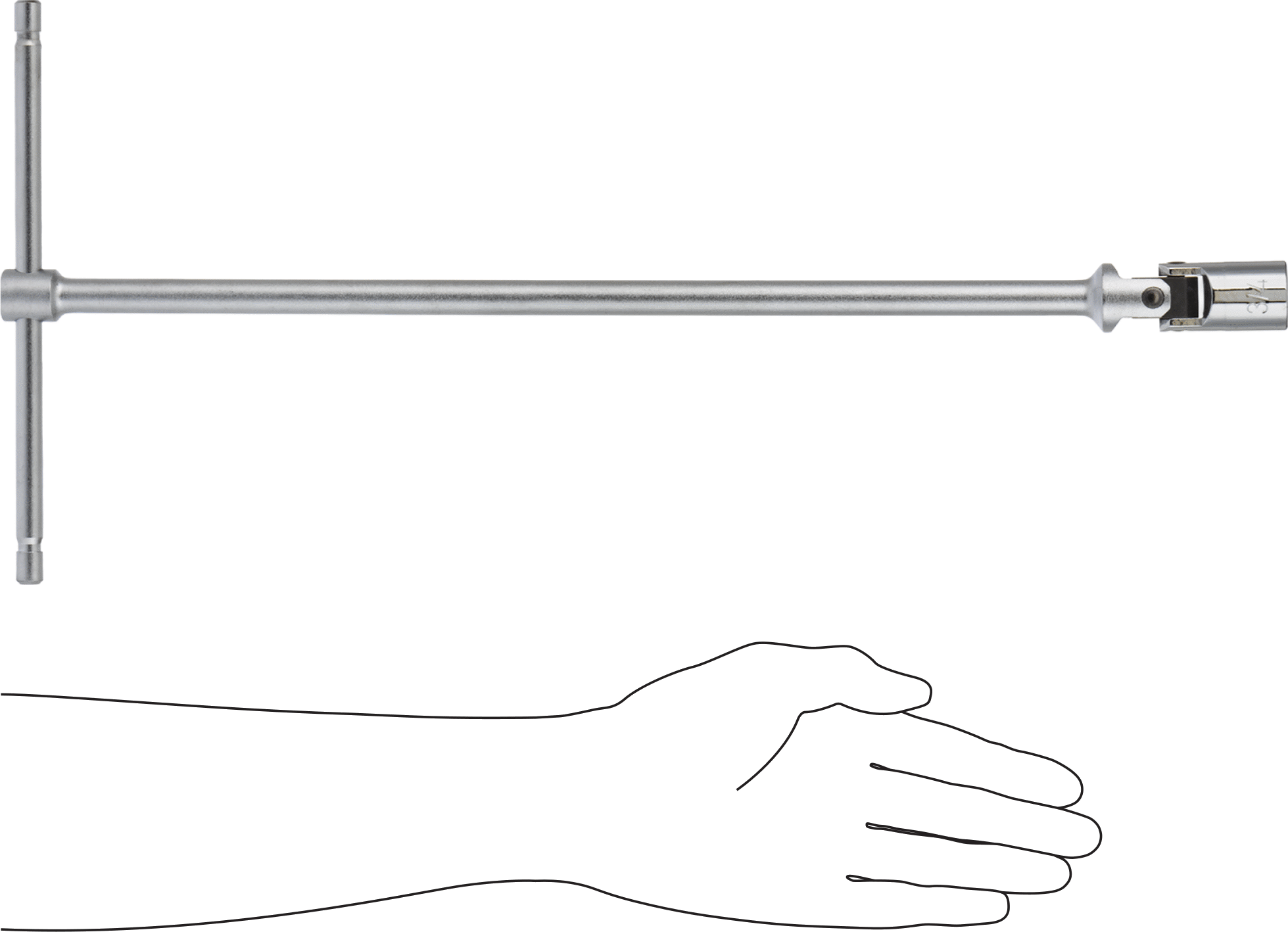 T Saplı Esnek Başlı Lokma Anahtarı, 6 Uçlu Açma, 3/4" Boyut, 19-5/8" Toplam Uzunluk