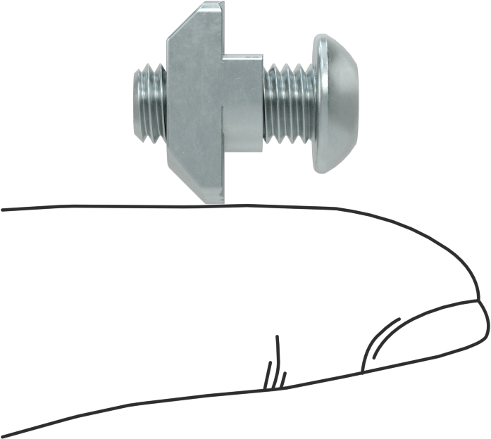 T-Yivli Çerçeve, Çekiç Somunu ve 1/4“-20 Düğme Başlı 1,5” ve 40 mm Ray