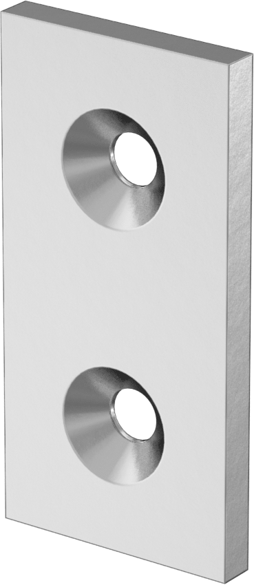 T-Yivli Çerçeve, Gümüş Montaj Plakası, 3-1/8“ Genişlik x 1-5/8” Uzunluk