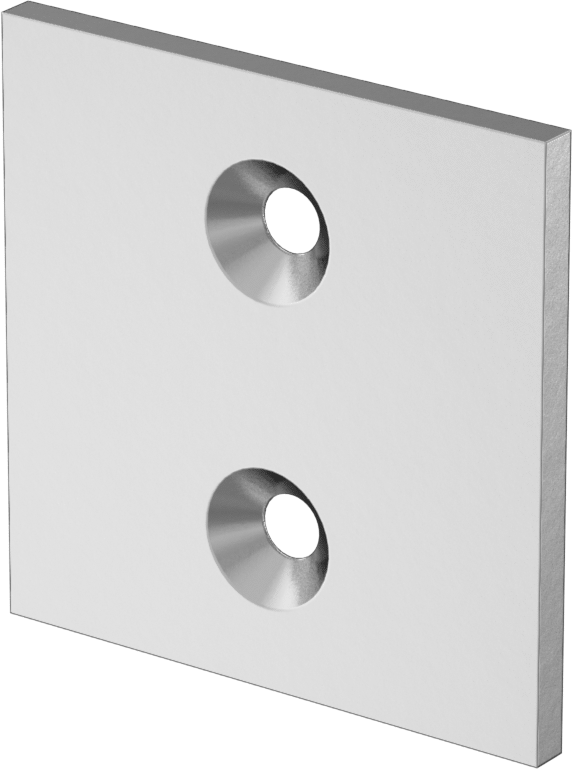 T-Yivli Çerçeve, Gümüş 2-3/8" Kare Montaj Plakası