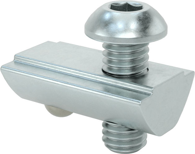 T-Yivli Çerçeve, Bilyalı Somun ve M6 Düğme Başlı, 1,5 inç ve 40 mm Ray, Çelik