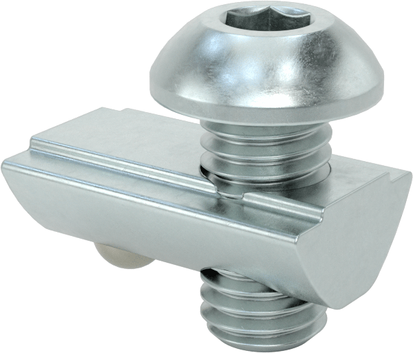 T-Yivli Çerçeve, Top Somun ve M8 Düğme Başlı Vida, 1,5 inç ve 40 mm Ray, Gümüş
