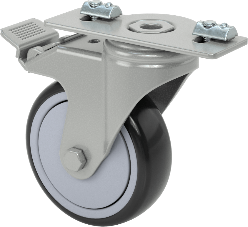 T-Yivli Çerçeve, Plaka Montajlı Döner Tekerlek, Total Lock, 40 mm ve 1,5 inç Yüksek Ray