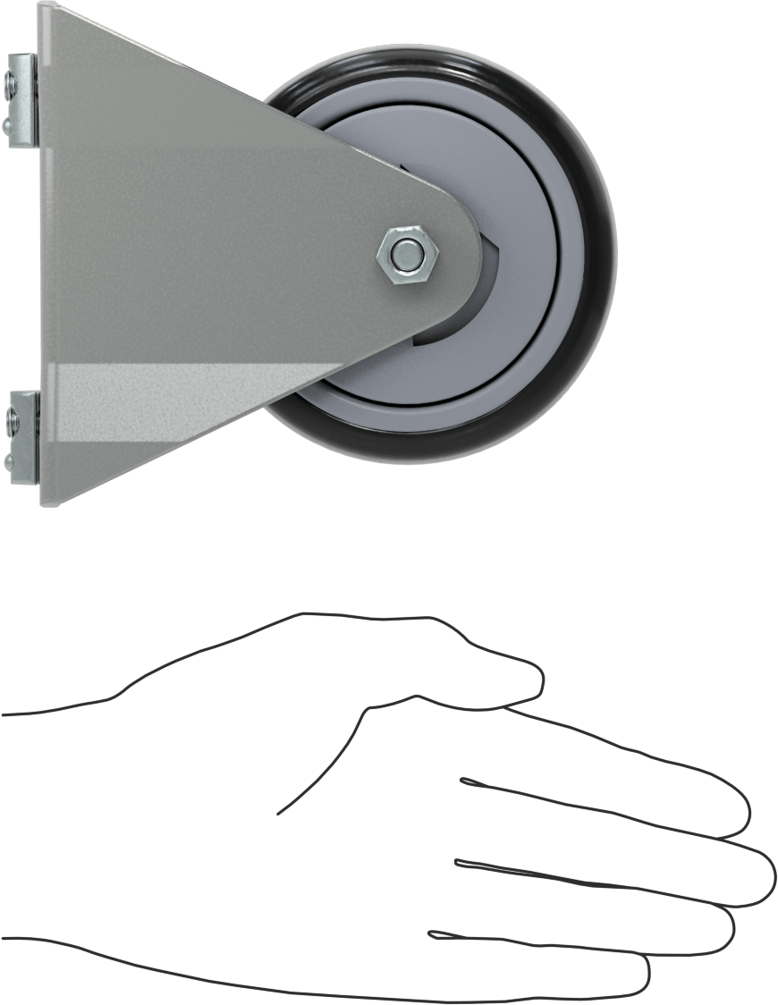 T-Yivli Çerçeve, 40 mm ve 1,5“ Yükseklikli Ray için 4” Sert Tekerlek, 265 lb. Kapasite