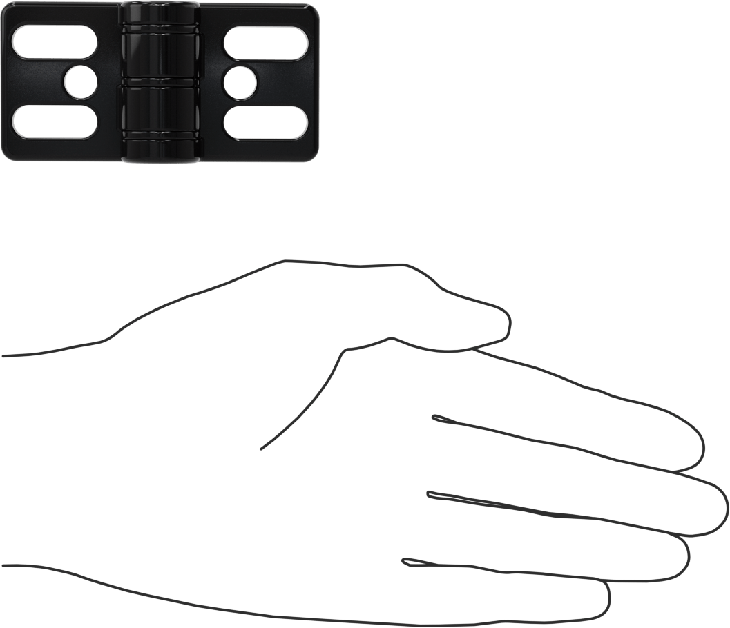 T-Yivli Çerçeve, 40 mm Yüksek Ray için Yivli Delikli Menteşe, 3-1/8" Uzunluk Siyah