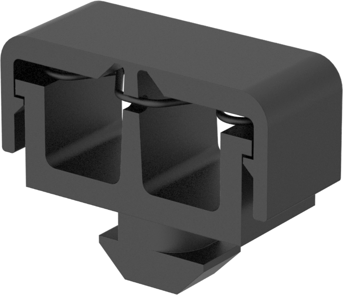 T-Yivli Çerçeve, Çıtçıtlı Kablo Tutucu, 2 Açıklık, 45 mm Yüksek Ray için