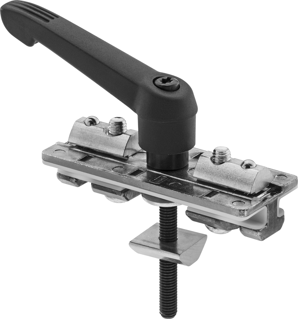 T-Yivli Çerçeve, 1,5" ve 40 mm Yüksekliğinde Raylar için Kelepçe Kollu Ray Kaydırıcı