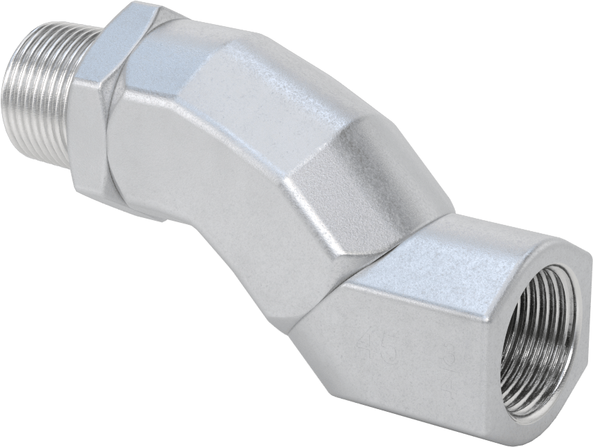 Hortum Nozulu için Dişli Döner Bağlantı, 45 Derece Ofset, 3/4 NPT Dişi x 3/4 NPT Erkek