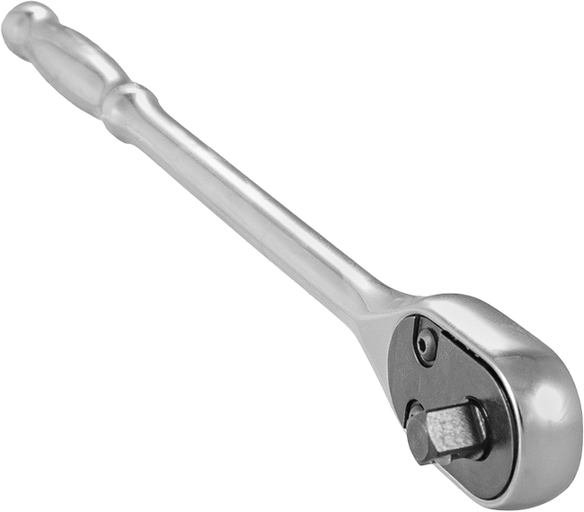 Cırcır Anahtarı, 1/4" Kare Tahrik, 8" Toplam Uzunluk, Krom Kaplama