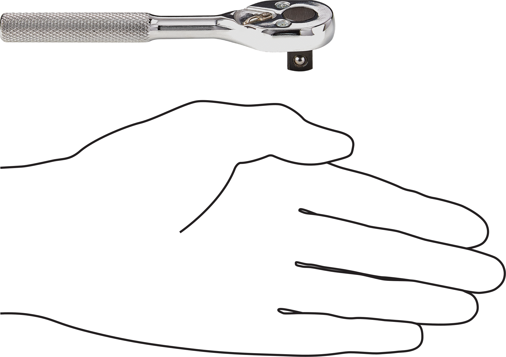 Cırcır Anahtarı, 3/8" Kare Tahrik, 5" Toplam Uzunluk, Krom Kaplama