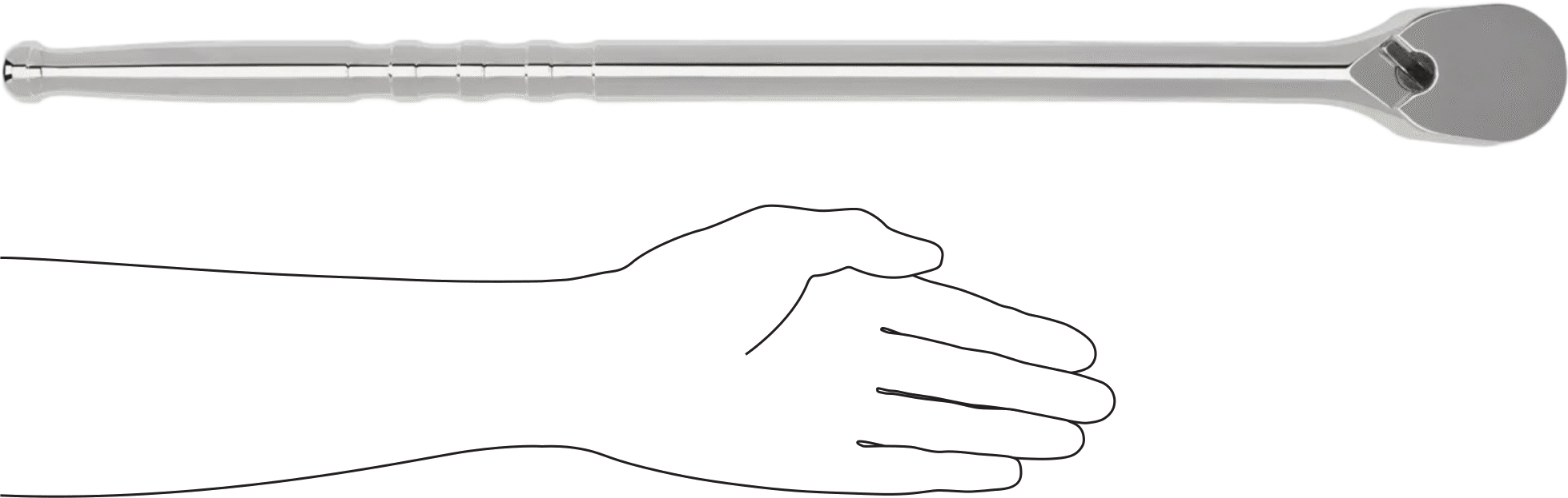 Cırcır Anahtarı, 3/4" Kare Tahrik, 23-1/4" Toplam Uzunluk, Krom Kaplama