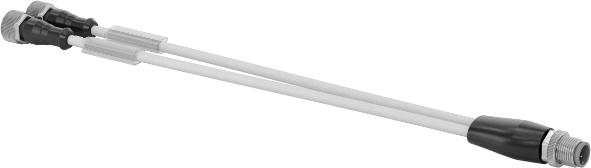 Mikro M12 Kablo Ayırıcı, 4-Kutuplu Fiş x 3-Kutuplu Soket x 3-Kutuplu Soket, 1 fit Uzunluk