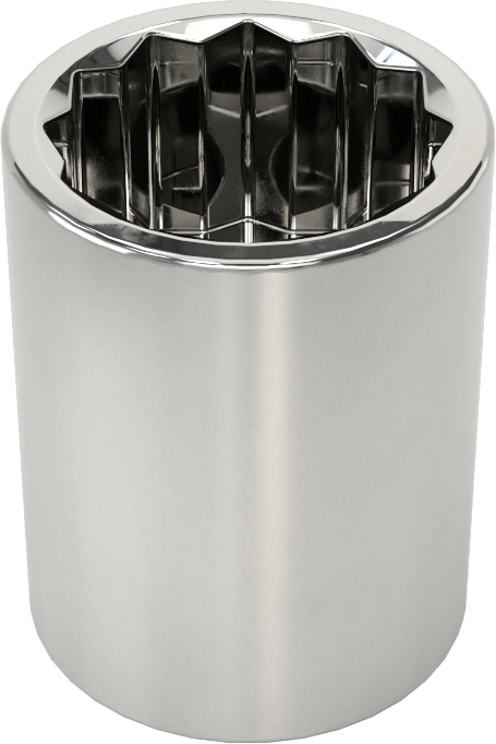 Krom Kaplı 12 Uçlu Standart Lokma Anahtarı, 1/4" Tahrik, 1/2" Boyut