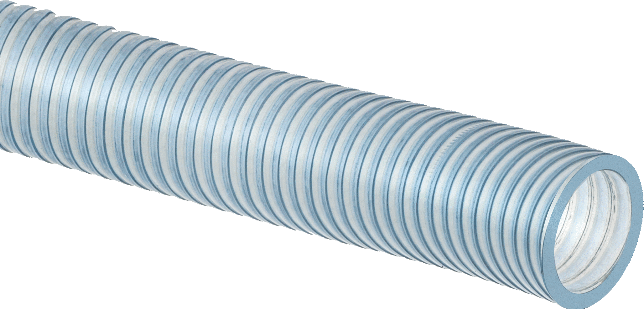Islak Gıda ve İçecek Hortumu, Beyaz Spiralli Şeffaf PVC, 1-1/2" ID, 1-13/16" OD