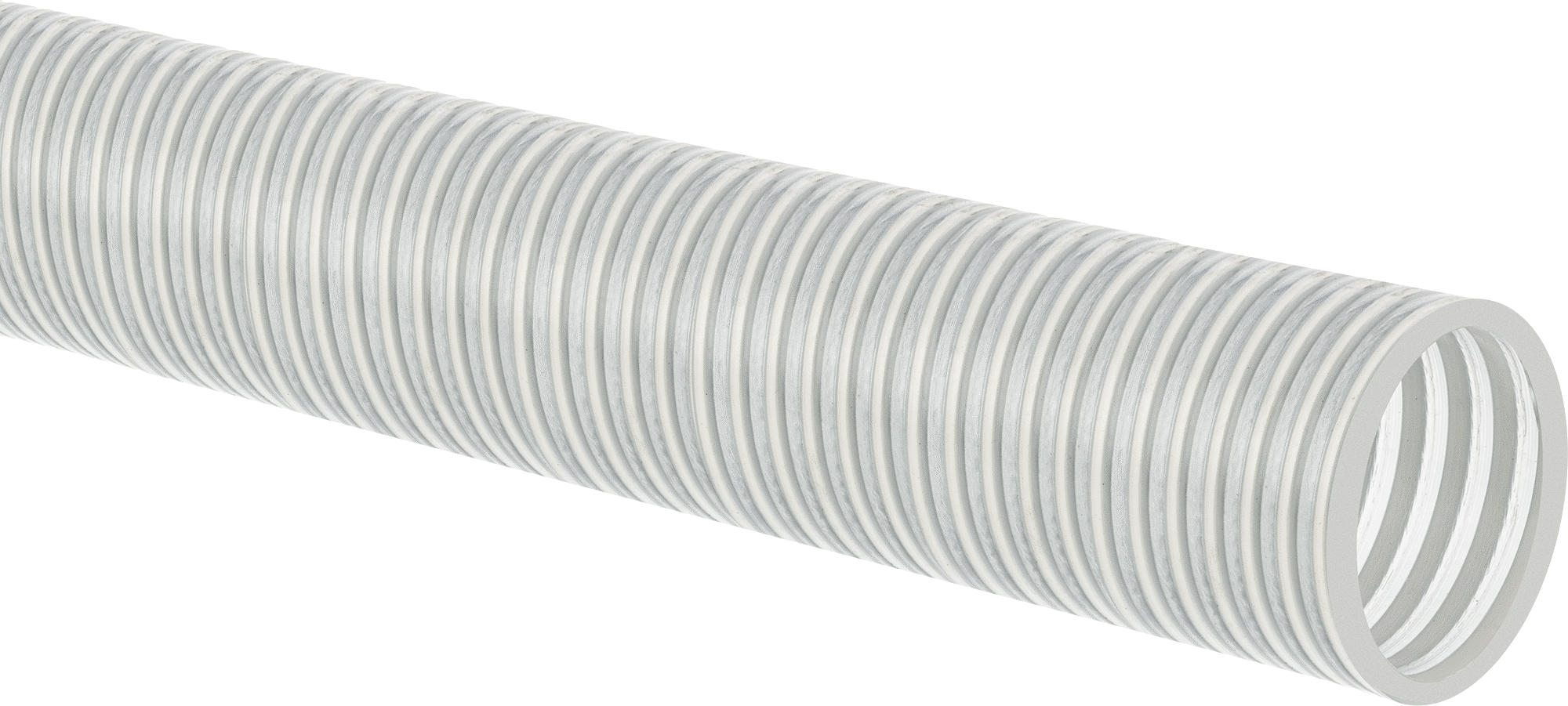 Islak Gıda ve İçecek Hortumu, Beyaz Spiralli Şeffaf PVC, 4" ID, 4-1/2" OD