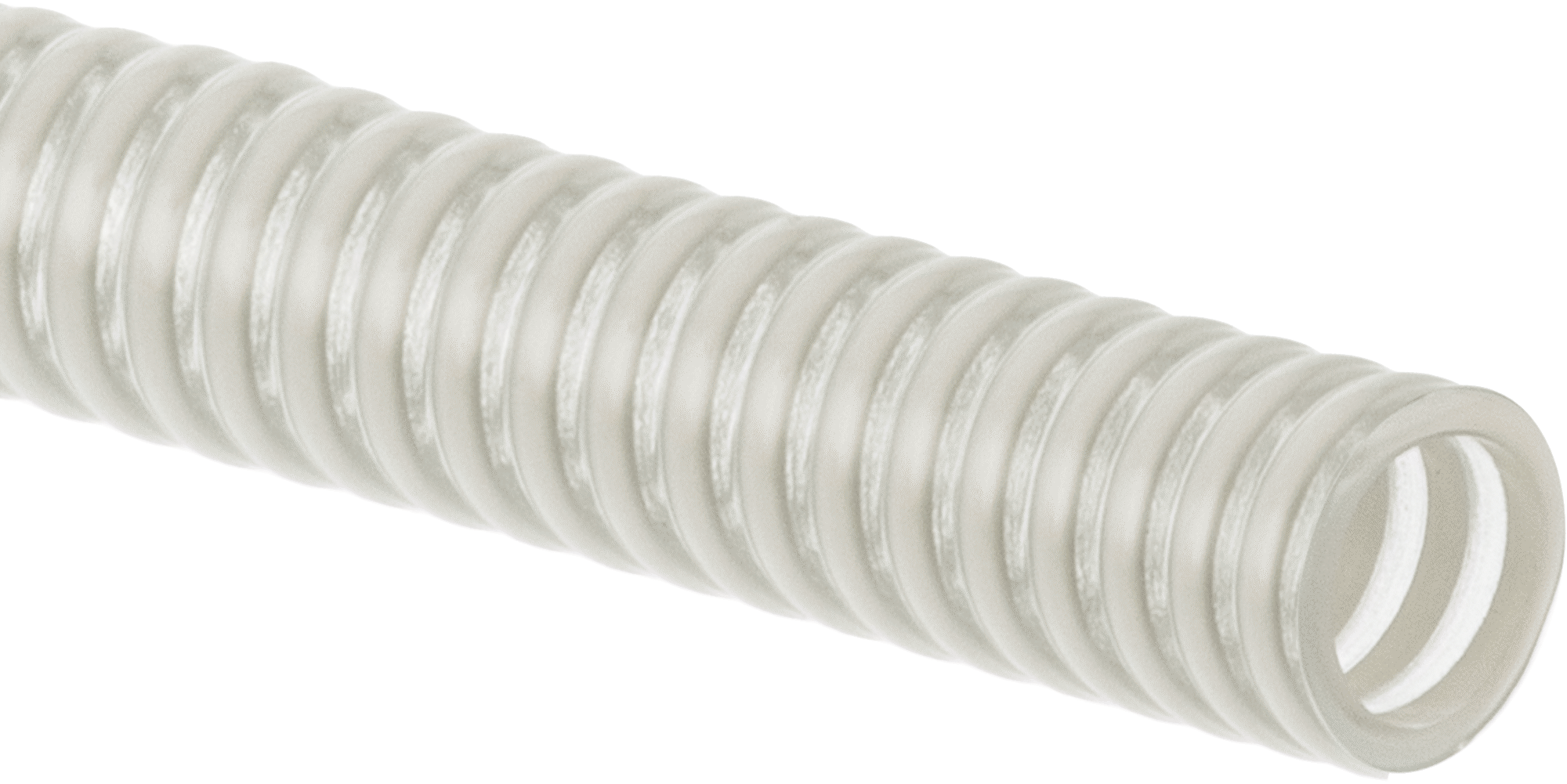 Islak Gıda ve İçecek Hortumu, Beyaz Spiralli Şeffaf PVC, 3/4" ID, 1" OD