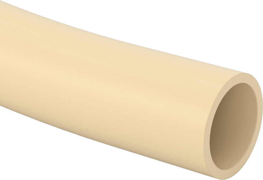 Hava ve Su için Aşınmaya Dayanıklı Kauçuk Boru, Yumuşak, 2-1/4" ID, 2-3/4" OD, Opak Bej
