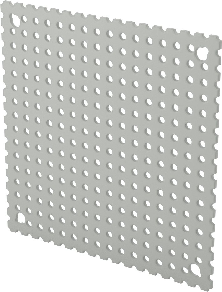 Delikli Elektrik Muhafaza Paneli, Gri Toz Boyalı Çelik, 4-1/4“ Yükseklik x 4-1/4” Genişlik