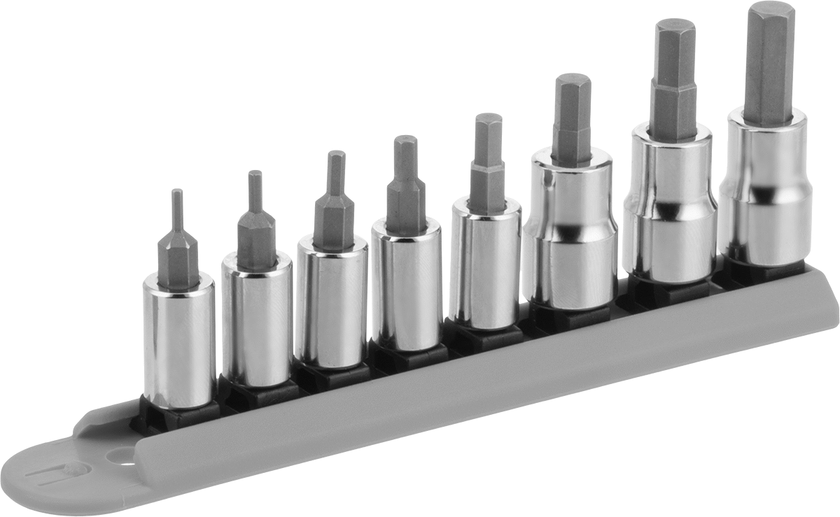 Altıgen Uçlu Soket Seti, 8 Parça, 1/4“ ve 3/8” Kare Tahrik
