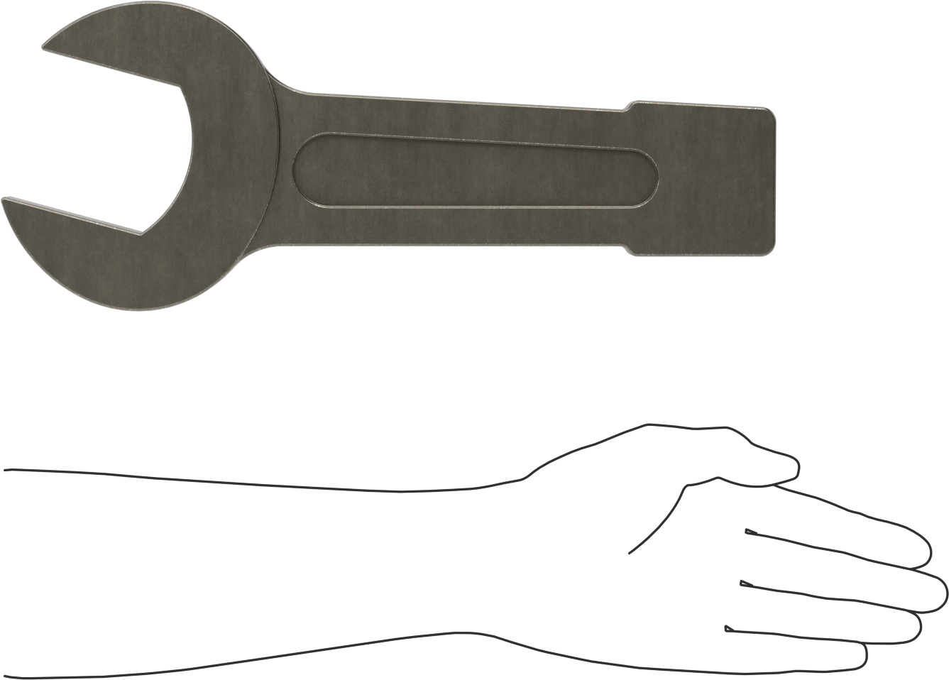 Vurmalı Açık Uçlu Anahtar, 2-5/8" Boyut, 13-1/2" Toplam Uzunluk