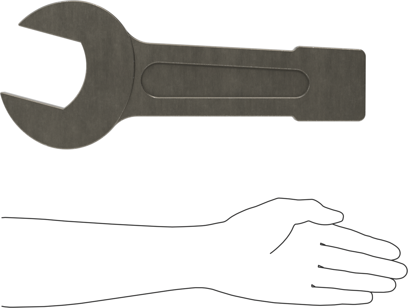 Vurmalı Açık Uçlu Anahtar, 2-3/4" Boyut, 14-3/4" Toplam Uzunluk