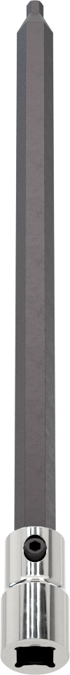 Altıgen Uçlu Soket, Uzatılmış Menzil, 1/4" Kare Tahrik, 3 mm Tahrik Boyutu, 6 inç Uzunluk