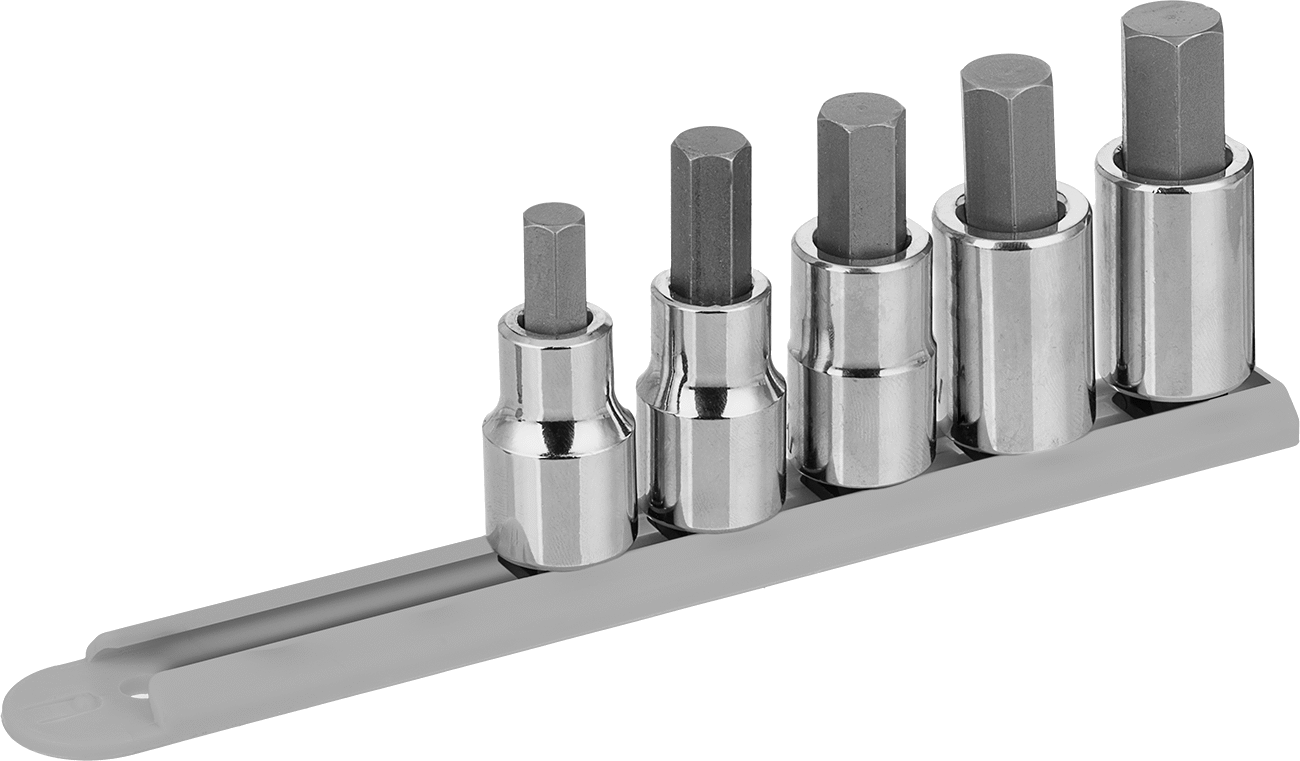 Kısa Altıgen Uçlu Soket Seti, 1/2" Kare Tahrik, 5 Parça