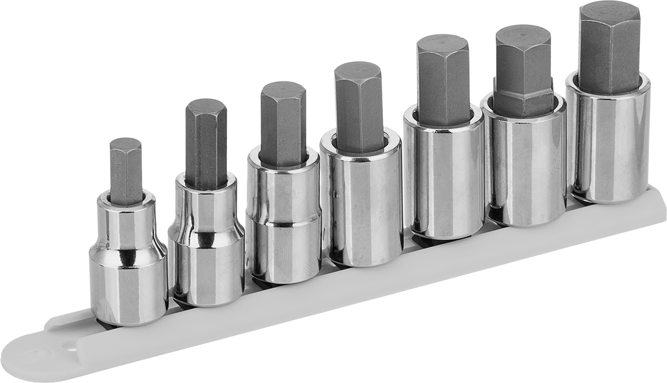 Kısa Altıgen Uçlu Soket Seti, 1/2" Kare Tahrik, 7 Parça