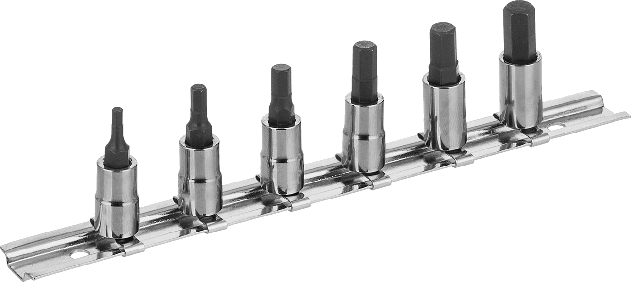 Kısa Altıgen Uçlu Soket Seti, 1/4" Kare Tahrik, 6 Parça
