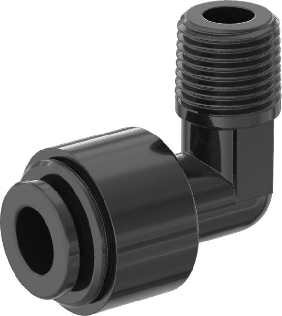 Gıda ve İçecek için İt-Bağlantı Elemanı, 1/4" Dış Çaplı Boru x 1/8 NPTF Erkek için Dirsek Adaptörü, Siyah