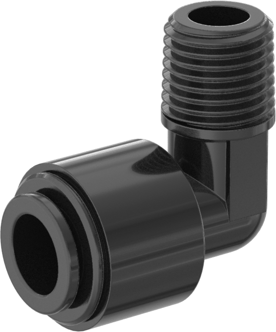 Gıda ve İçecek için İt-Bağlantı Elemanı, 3/8" Dış Çaplı Boru x 1/4 NPTF Erkek için Dirsek Adaptörü, Siyah