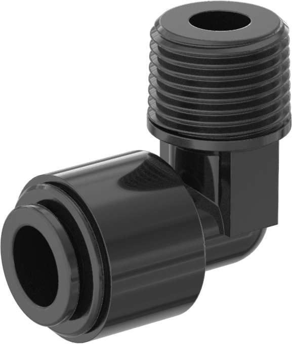 Gıda ve İçecek için İt-Bağlantı Elemanı, 3/8" Dış Çaplı Boru x 3/8 NPTF Erkek için Dirsek Adaptörü, Siyah