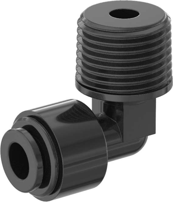 Gıda ve İçecek için İt-Bağlantı Elemanı, 1/4" dış çaplı boru x 3/8 NPTF erkek için dirsek adaptörü, Siyah